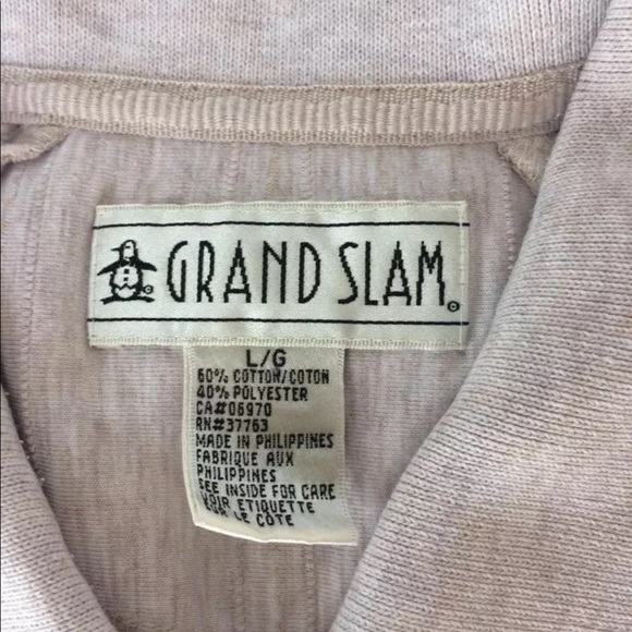 VTG Grand Slam Penguin Men Shirt Shorts Sleeve Beige Large Cotton Blend - Picture 10 of 12
